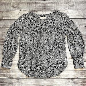 Loft Shirt Floral Paisley Print Long Sleeve Top | Size Small